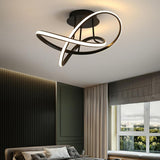 Trendy Bedroom Black Swirl Linear Semi-Flush Mount Lamp Image - 4