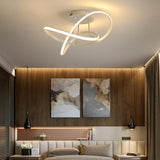 Trendy Bedroom Black Swirl Linear Semi-Flush Mount Lamp Image - 7