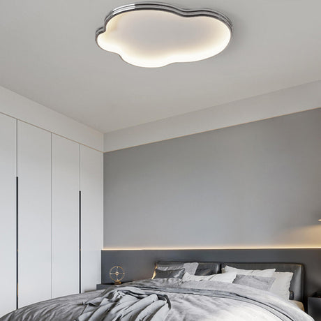 Trendy Bedroom Cloud LED Chrome Flush Mount Light Image - 1