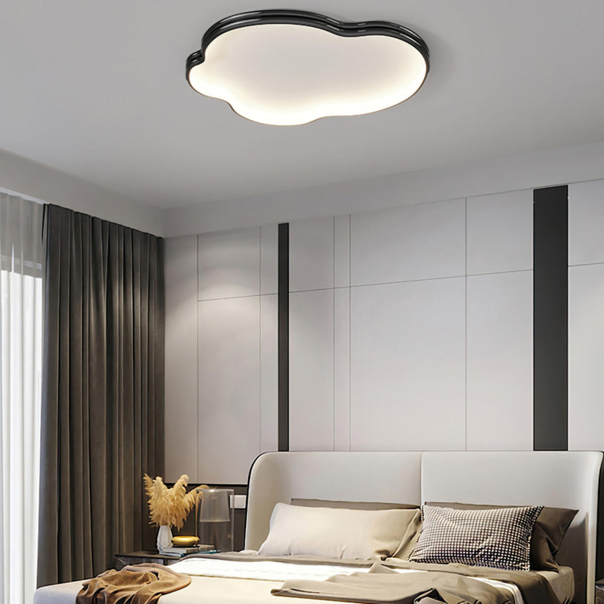 Trendy Bedroom Cloud LED Chrome Flush Mount Light Image - 21