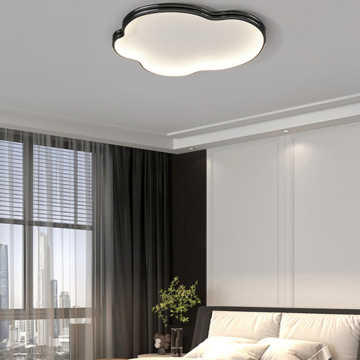 Trendy Bedroom Cloud LED Chrome Flush Mount Light Image - 6