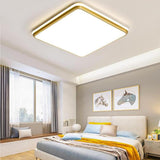 Trendy Bedroom Gold Square LED Flush Mount Ceiling Lamp Image - 1