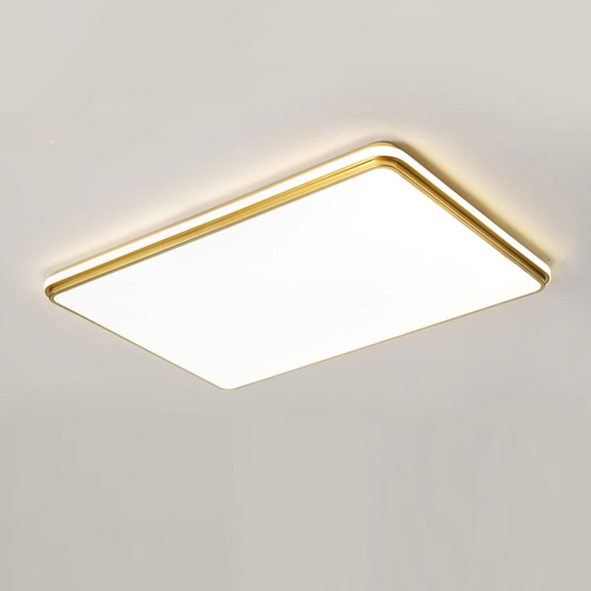 Trendy Bedroom Gold Square LED Flush Mount Ceiling Lamp Image - 7