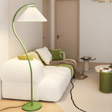 Trendy Bedside White Cone and Green Arc Floor Lamp Image - 10