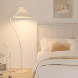 Trendy Bedside White Cone and Green Arc Floor Lamp Image - 12