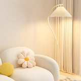 Trendy Bedside White Cone and Green Arc Floor Lamp Image - 13