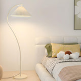 Trendy Bedside White Cone and Green Arc Floor Lamp Image - 14