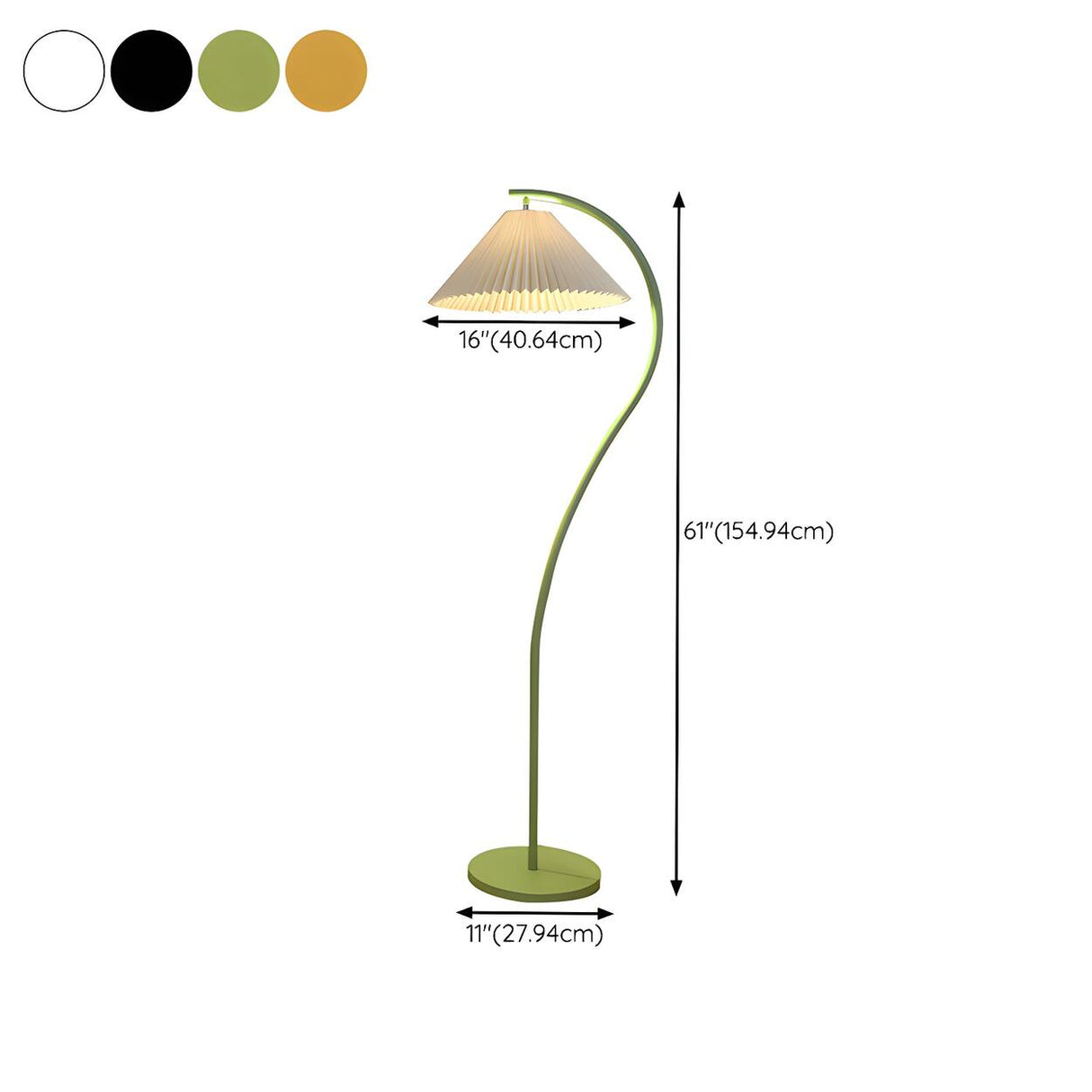 Trendy Bedside White Cone and Green Arc Floor Lamp 