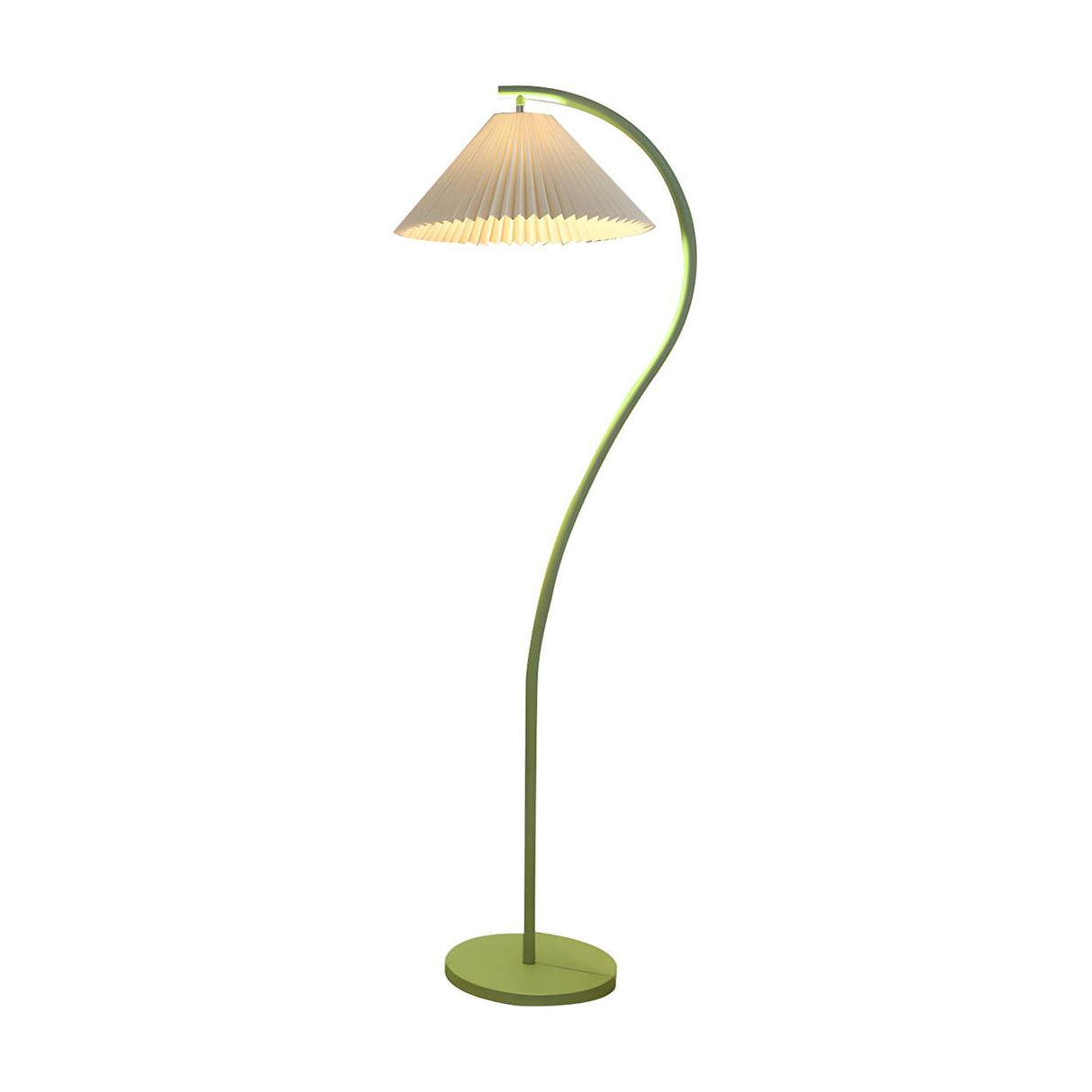 Trendy Bedside White Cone and Green Arc Floor Lamp Image - 5