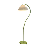 Trendy Bedside White Cone and Green Arc Floor Lamp Image - 5