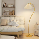 Trendy Bedside White Cone and Green Arc Floor Lamp Image - 9