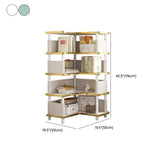 Trendy Beige L-Shape Open Corner Wood Storage Bookcase Image - 13