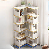 Trendy Beige L-Shape Open Corner Wood Storage Bookcase Image - 6