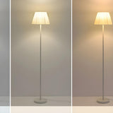 Trendy Beige Pleated Shade Curved Metal Floor Lamp Image - 13