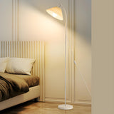 Trendy Beige Pleated Shade Curved Metal Floor Lamp Image - 15