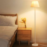 Trendy Beige Pleated Shade Curved Metal Floor Lamp Image - 16