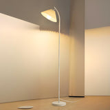 Trendy Beige Pleated Shade Curved Metal Floor Lamp Image - 7