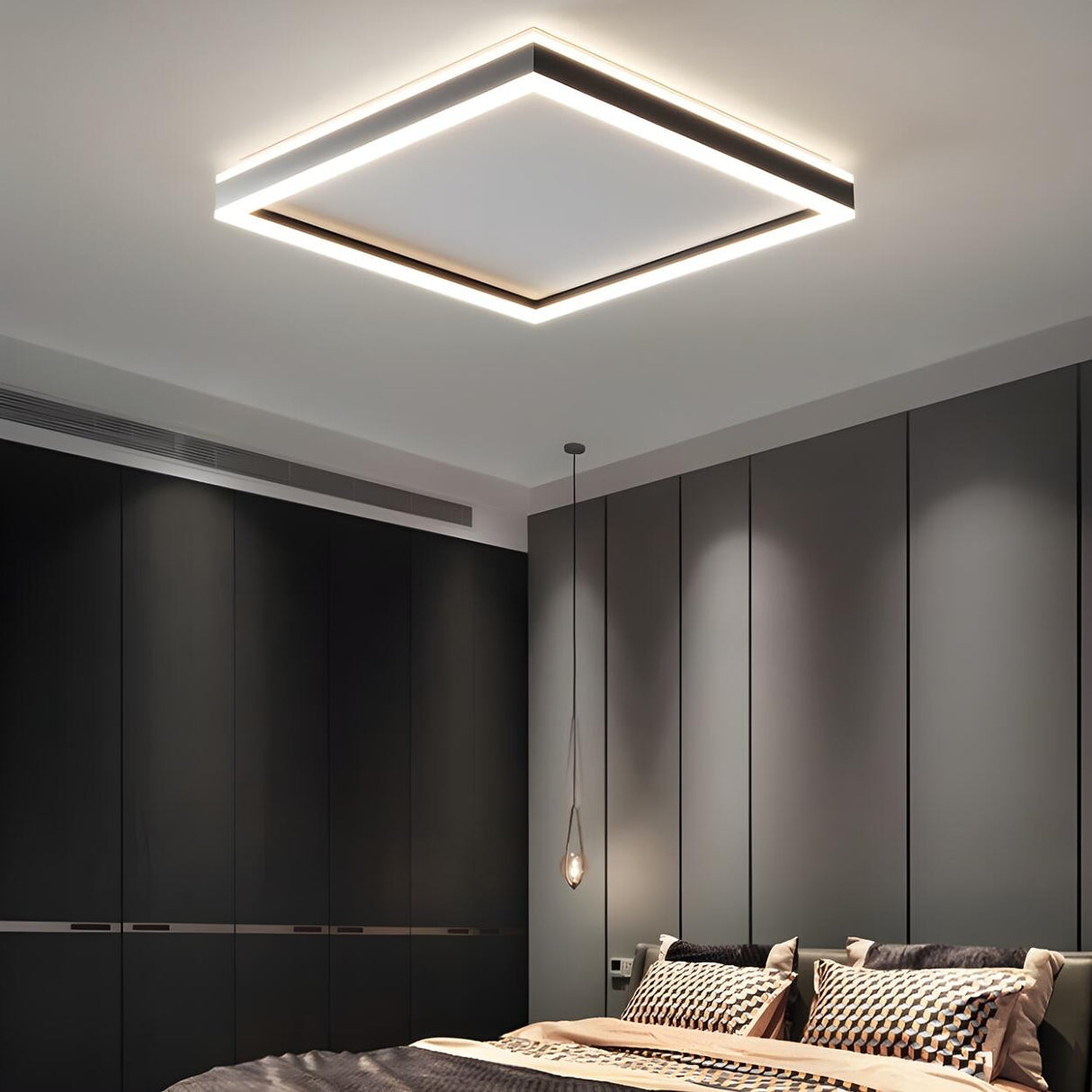 Trendy Black Circular LED Flush Mount Ceiling Light Image - 14