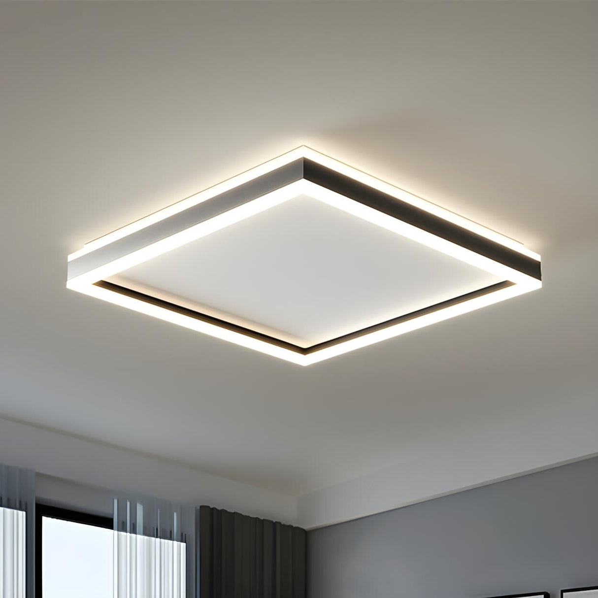 Trendy Black Circular LED Flush Mount Ceiling Light Image - 7