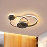 Trendy Black Crossed Ring LED Flush Mount Ceiling Light Image - 2