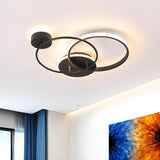 Trendy Black Crossed Ring LED Flush Mount Ceiling Light Image - 3