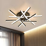 Trendy Black Crossed Rods LED Flush Mount Ceiling Light Image - 1