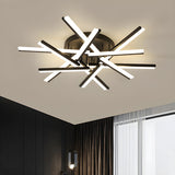 Trendy Black Crossed Rods LED Flush Mount Ceiling Light Image - 2