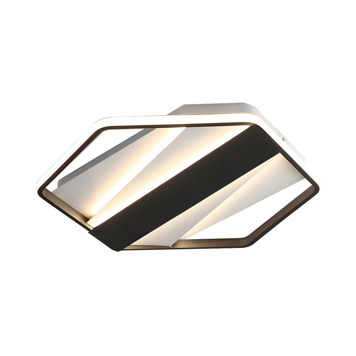 Trendy Black Hexagon LED Flush Mount Ceiling Light Image - 3