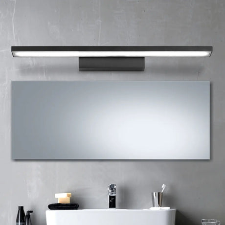 Trendy Black Rectangular Metal Bathroom Vanity Light Image - 1