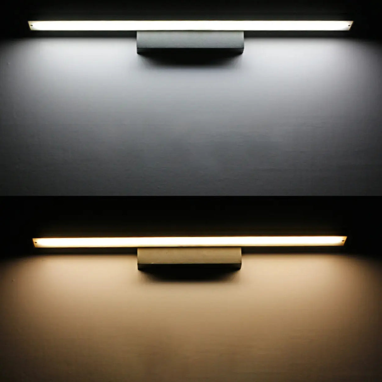 Trendy Black Rectangular Metal Bathroom Vanity Light Image - 9