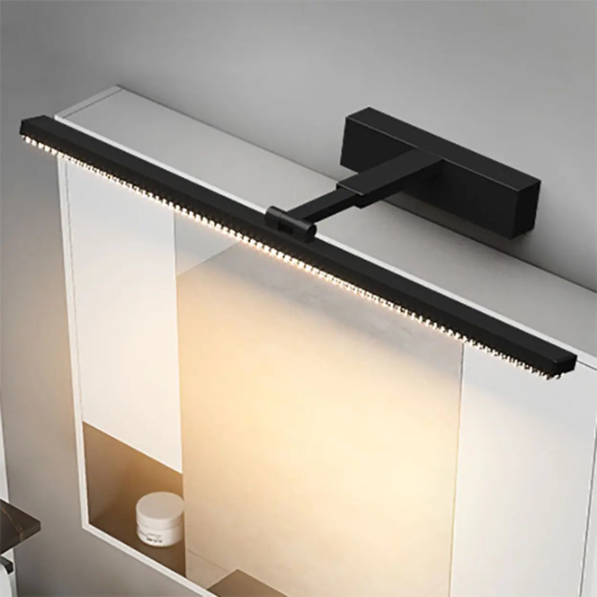 Trendy Black Rectangular Metal Vanity LED Light Image - 3