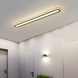 Trendy Black Slim Elongated Strip LED Flush Mount Light Image - 1