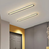 Trendy Black Slim Elongated Strip LED Flush Mount Light Image - 2