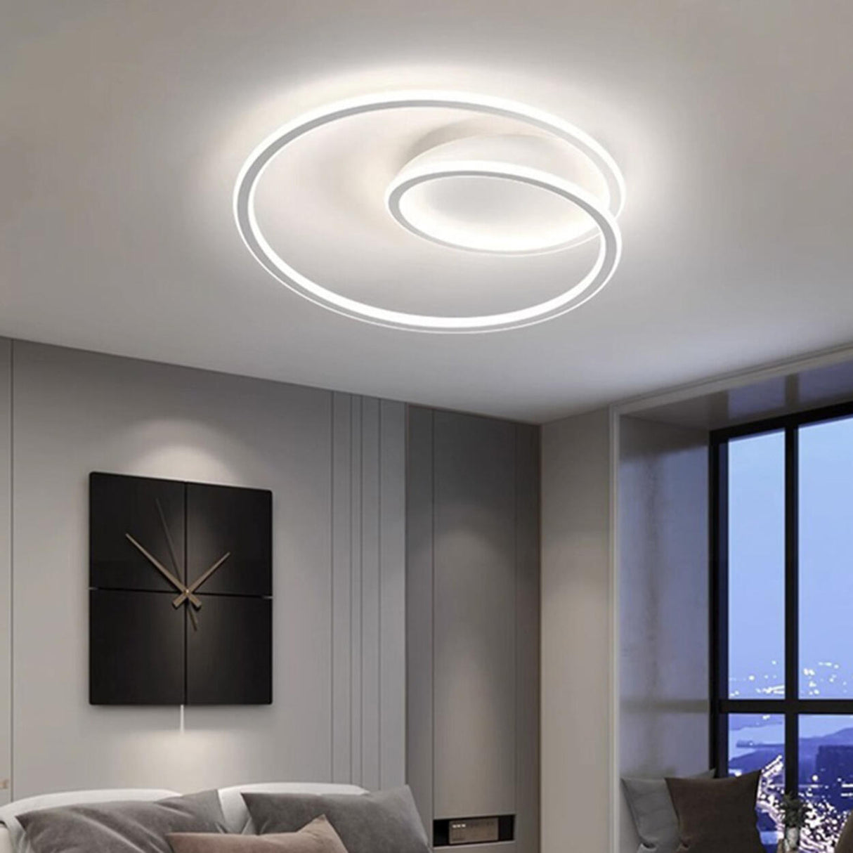 Trendy Black Spiral LED Flush Mount Ceiling Light Image - 13