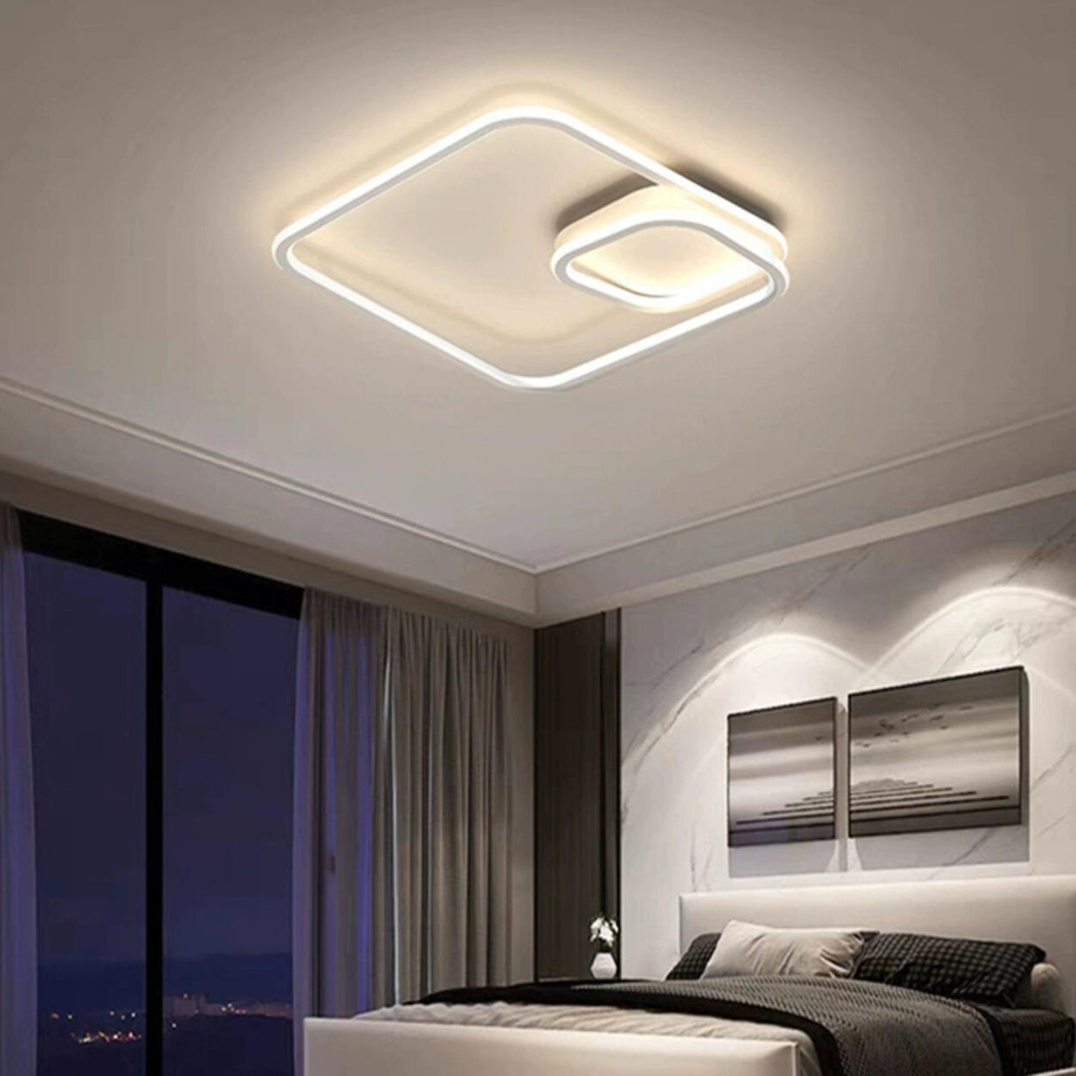 Trendy Black Spiral LED Flush Mount Ceiling Light Image - 6