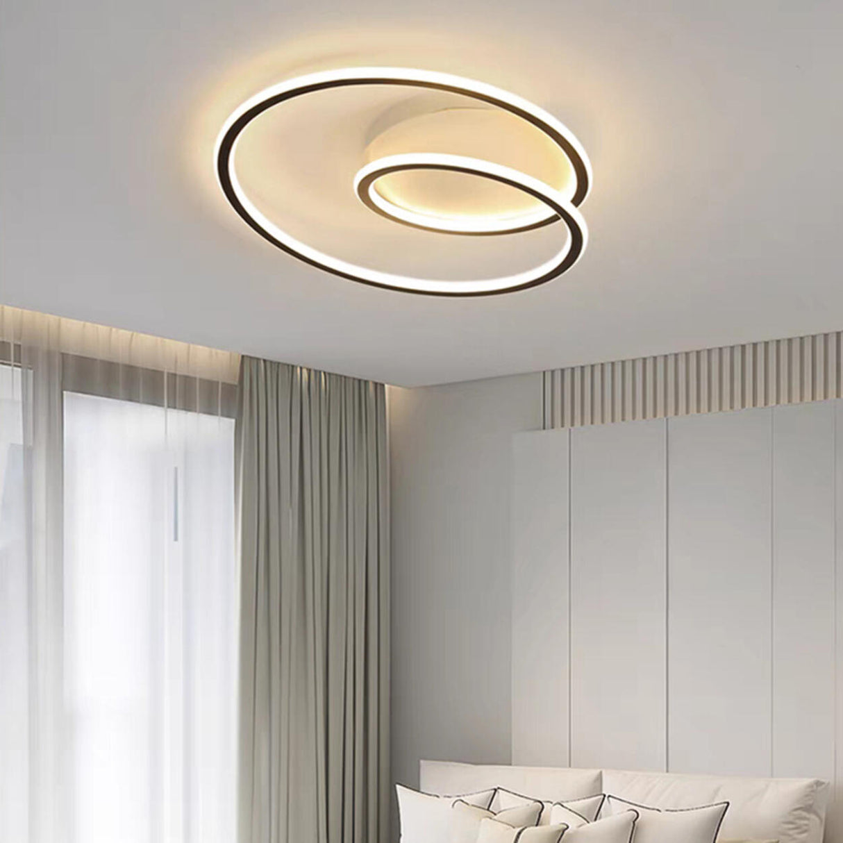 Trendy Black Spiral LED Flush Mount Ceiling Light Image - 7