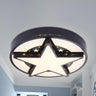 Trendy Black Star Round LED Flush Mount Ceiling Light Image - 1