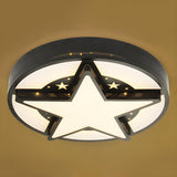 Trendy Black Star Round LED Flush Mount Ceiling Light Image - 2