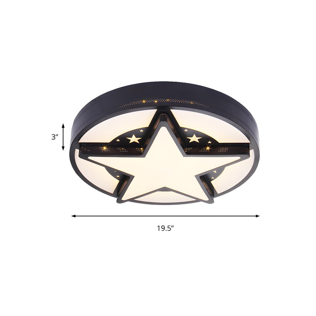 Trendy Black Star Round LED Flush Mount Ceiling Light Image - 4