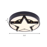 Trendy Black Star Round LED Flush Mount Ceiling Light Image - 5