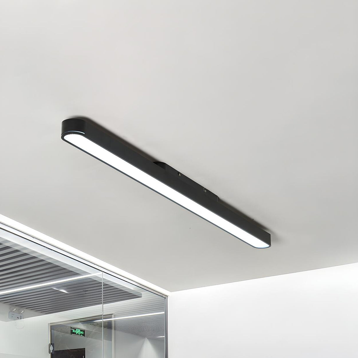 Trendy Black Strip Linear LED Flush Mount Ceiling Light Image - 1