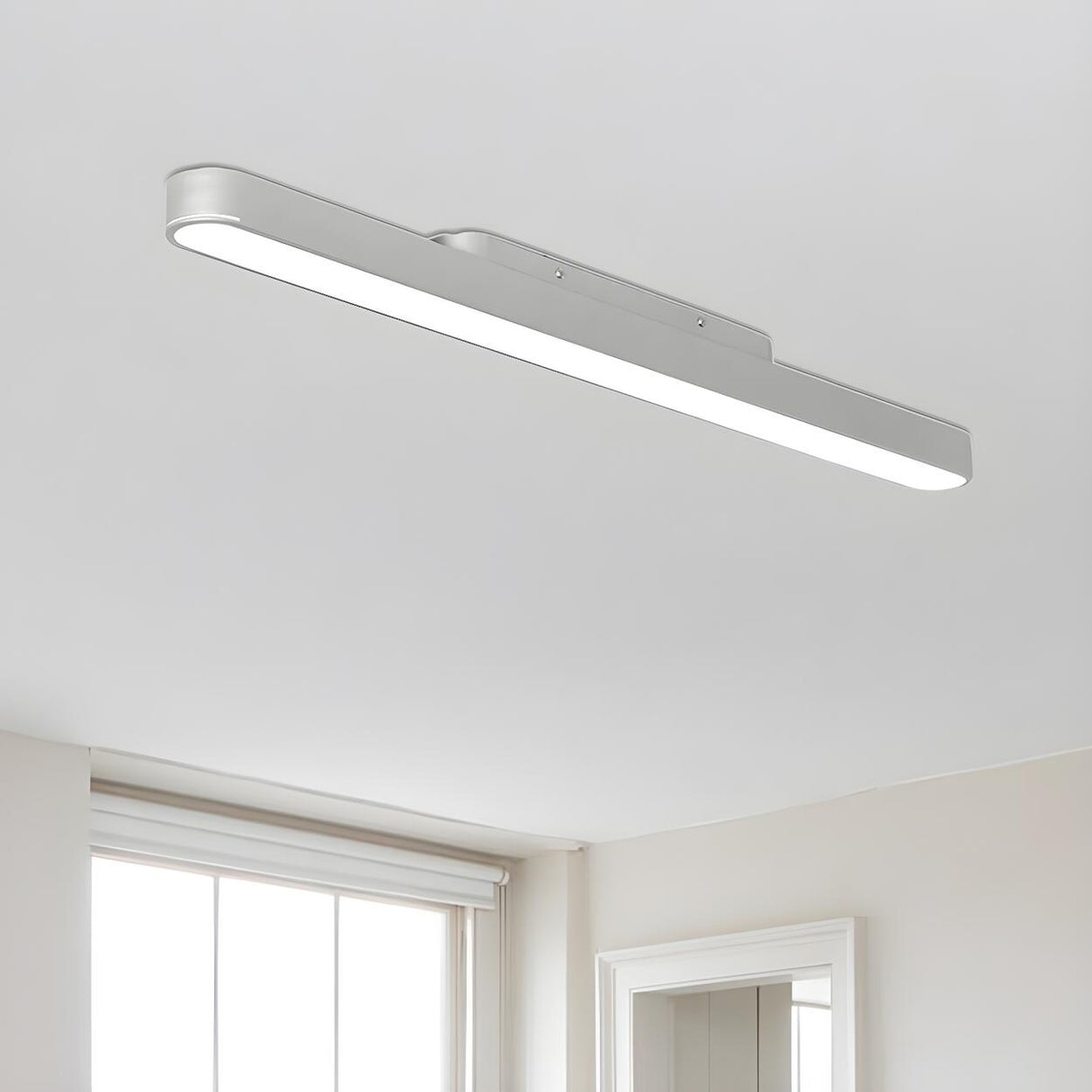 Trendy Black Strip Linear LED Flush Mount Ceiling Light Image - 11