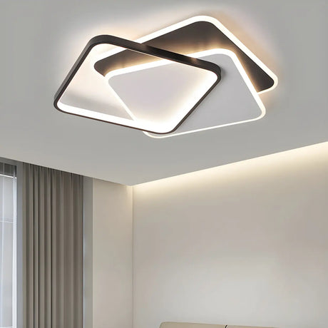 Trendy Black Triple Square LED Flush Mount Ceiling Lamp Image - 1