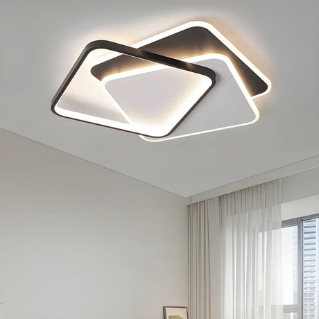 Trendy Black Triple Square LED Flush Mount Ceiling Lamp Image - 2