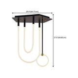 Trendy Black U-Shaped Rings LED Semi-Flush Mount Light #size