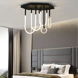 Trendy Black U-Shaped Rings LED Semi-Flush Mount Light Image - 2