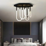 Trendy Black U-Shaped Rings LED Semi-Flush Mount Light Image - 3