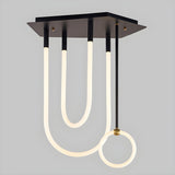 Trendy Black U-Shaped Rings LED Semi-Flush Mount Light Image - 6