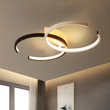 Trendy Black White C-Shaped LED Semi-Flush Mount Light Image - 1