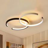 Trendy Black White C-Shaped LED Semi-Flush Mount Light Image - 2